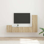 Meuble TV Effet Bois avec Colonne Gris - 4 Pièces-Mon Meuble TV-Chêne sonoma-14