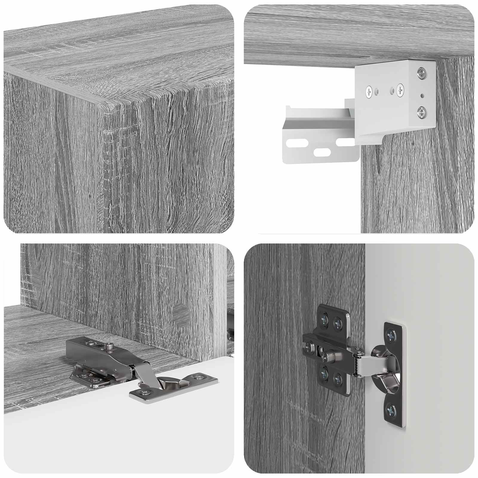 Meuble TV Effet Bois avec Colonne Gris - 4 Pièces-Mon Meuble TV-Sonoma gris-11