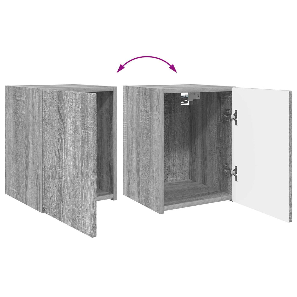 Meuble TV Effet Bois avec Colonne Gris - 4 Pièces-Mon Meuble TV-Sonoma gris-12