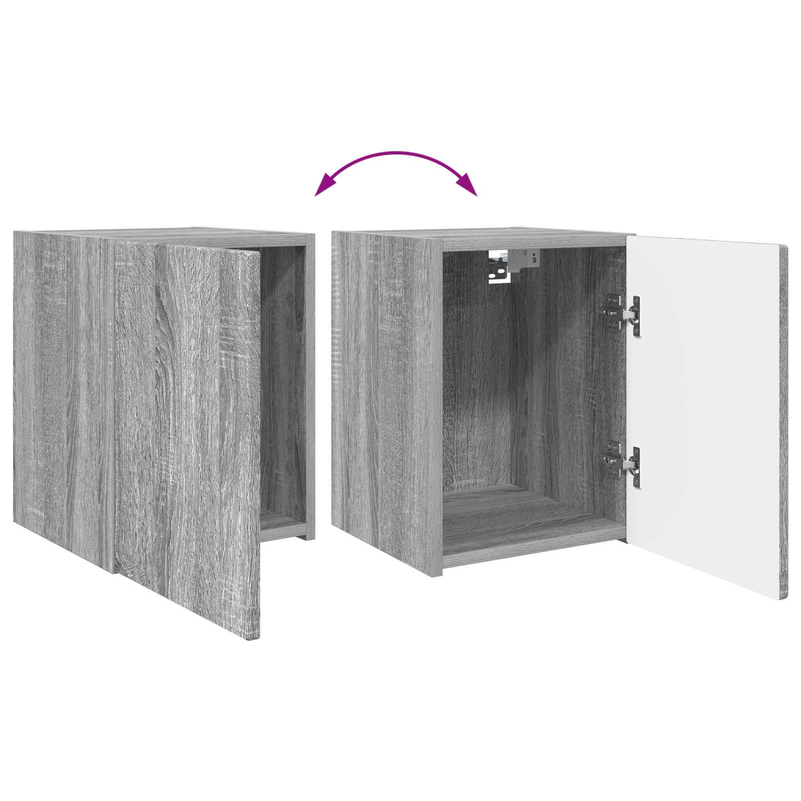 Meuble TV Effet Bois avec Colonne Gris - 4 Pièces-Mon Meuble TV-Sonoma gris-12