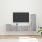 Meuble TV Effet Bois avec Colonne Gris - 4 Pièces-Mon Meuble TV-Sonoma gris-2