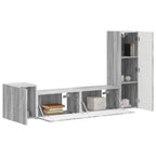 Meuble TV Effet Bois avec Colonne Gris - 4 Pièces-Mon Meuble TV-Sonoma gris-3