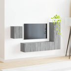 Meuble TV Effet Bois avec Colonne Gris - 4 Pièces-Mon Meuble TV-Sonoma gris-4