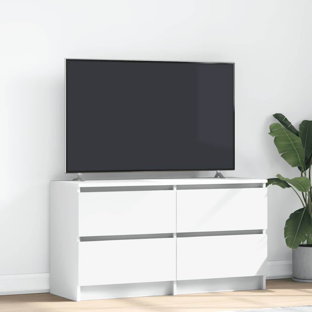 Meuble TV Effet Bois avec Tiroir - 40 cm-Mon Meuble TV-Blanc-100 cm (4 tiroirs)-22