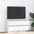 Meuble TV Effet Bois avec Tiroir - 40 cm-Mon Meuble TV-Blanc-100 cm (4 tiroirs)-22