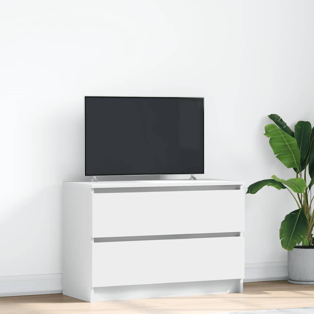 Meuble TV Effet Bois avec Tiroir - 40 cm-Mon Meuble TV-Blanc-80 cm-52