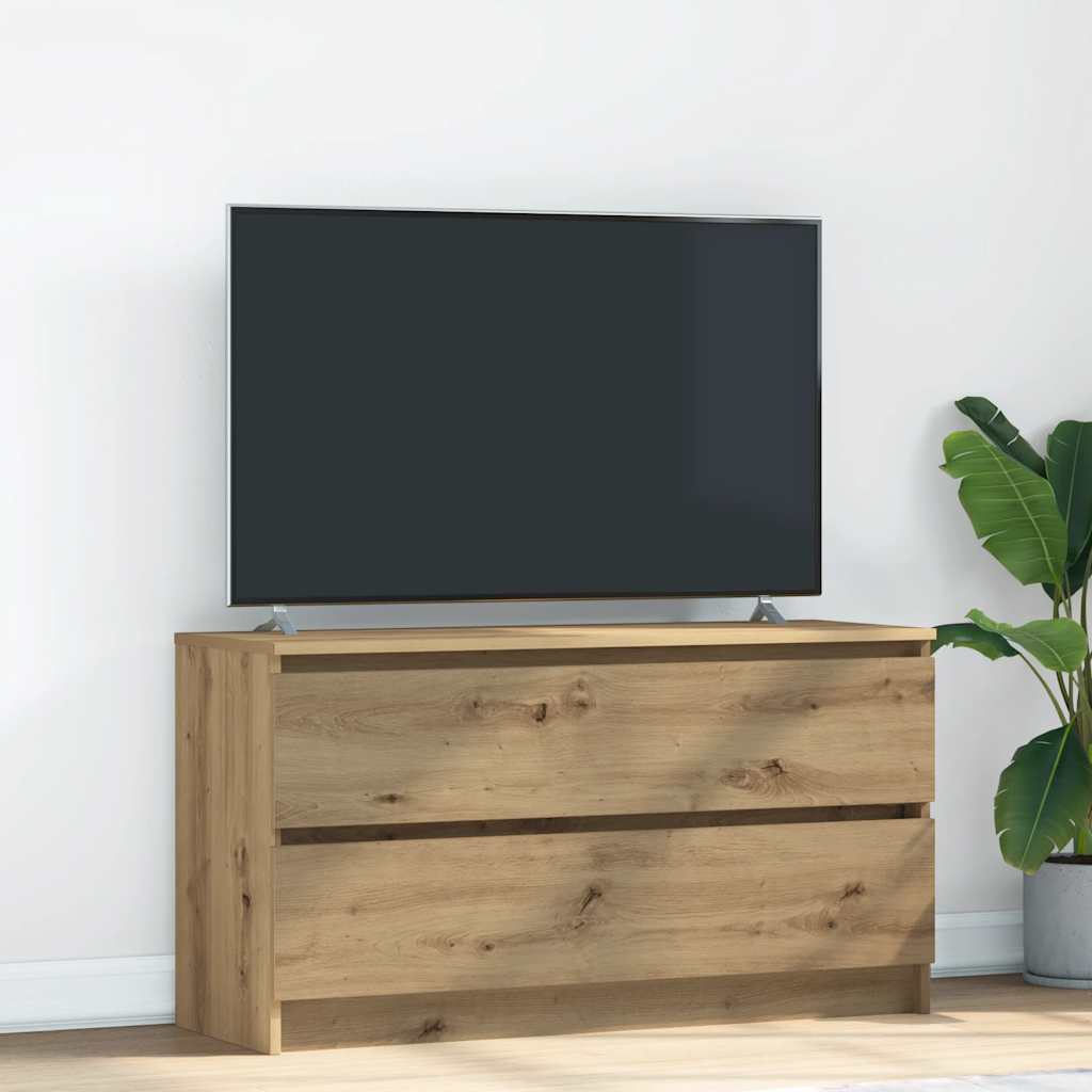Meuble TV Effet Bois avec Tiroir - 40 cm-Mon Meuble TV-Chêne artisanal-100 cm-16