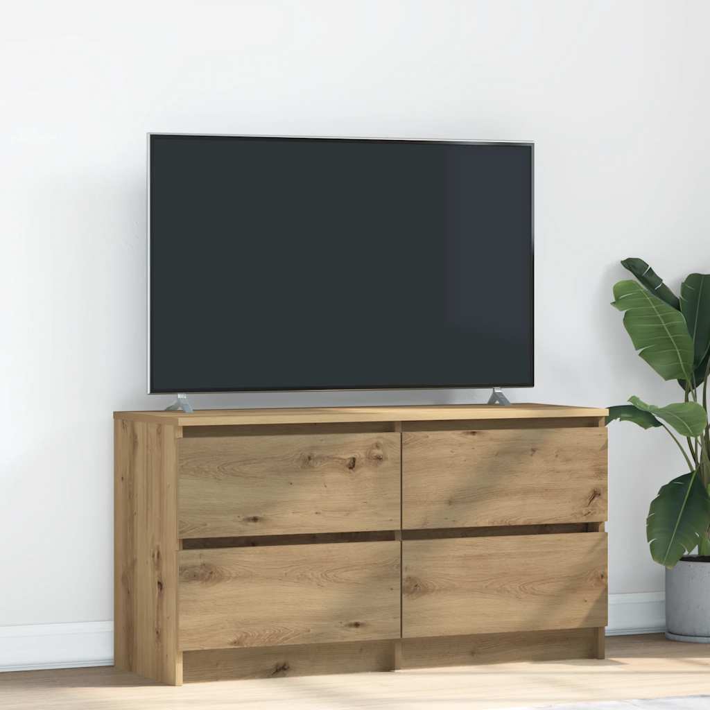 Meuble TV Effet Bois avec Tiroir - 40 cm-Mon Meuble TV-Chêne artisanal-100 cm (4 tiroirs)-23