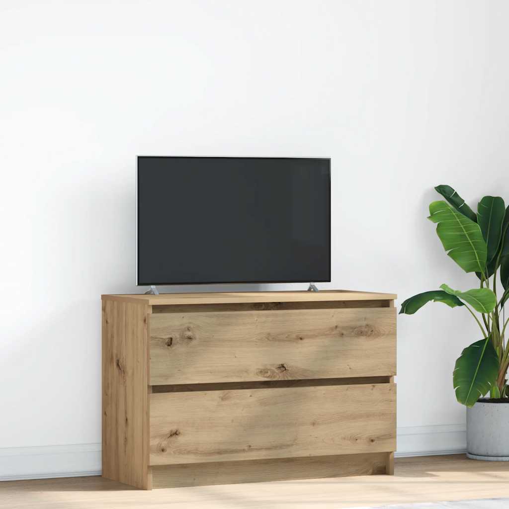 Meuble TV Effet Bois avec Tiroir - 40 cm-Mon Meuble TV-Chêne artisanal-80 cm-49