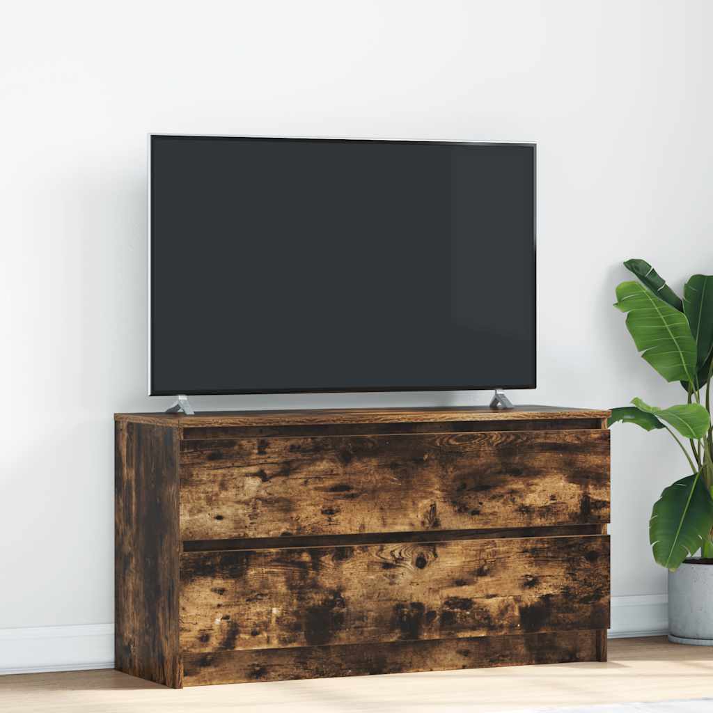 Meuble TV Effet Bois avec Tiroir - 40 cm-Mon Meuble TV-Chêne fumé-100 cm-30