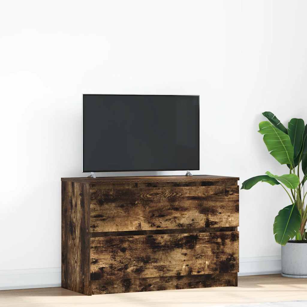 Meuble TV Effet Bois avec Tiroir - 40 cm-Mon Meuble TV-Chêne fumé-80 cm-53