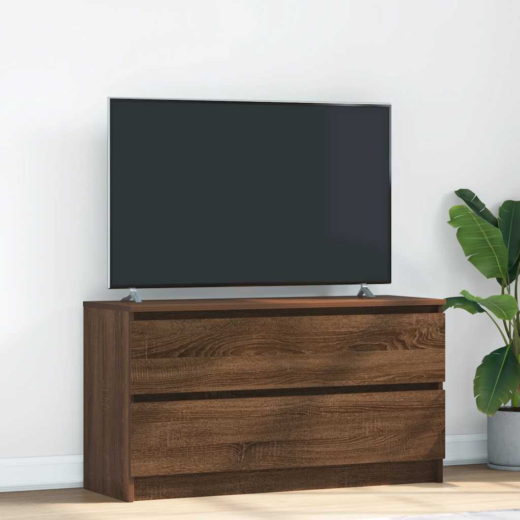 Meuble TV Effet Bois avec Tiroir - 40 cm-Mon Meuble TV-Chêne marron-100 cm-24