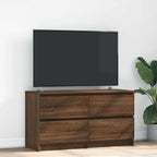 Meuble TV Effet Bois avec Tiroir - 40 cm-Mon Meuble TV-Chêne marron-100 cm (4 tiroirs)-21