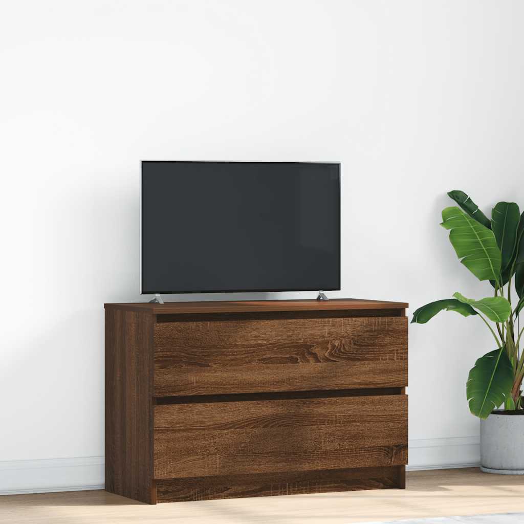 Meuble TV Effet Bois avec Tiroir - 40 cm-Mon Meuble TV-Chêne marron-80 cm-54