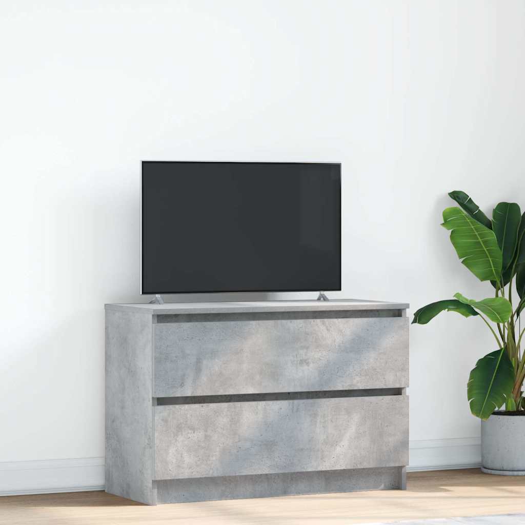 Meuble TV Effet Bois avec Tiroir - 40 cm-Mon Meuble TV-Gris béton-80 cm-48