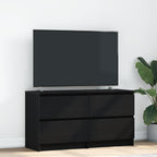 Meuble TV Effet Bois avec Tiroir - 40 cm-Mon Meuble TV-Noir-100 cm (4 tiroirs)-29