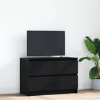 Meuble TV Effet Bois avec Tiroir - 40 cm-Mon Meuble TV-Noir-80 cm-55