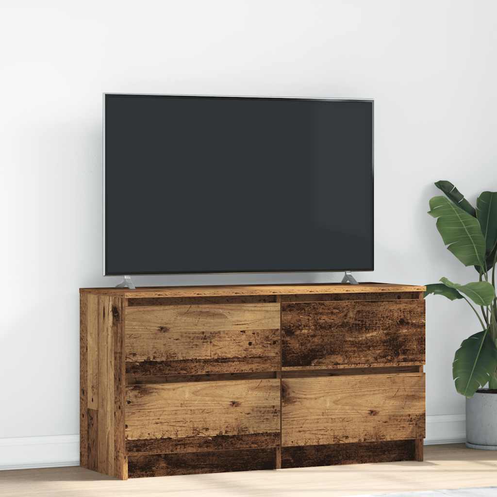 Meuble TV Effet Bois avec Tiroir - 40 cm-Mon Meuble TV-Vieux bois-100 cm (4 tiroirs)-15