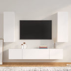 Meuble TV Effet Bois Chêne Fumé - Rangement 4 Pièces-Mon Meuble TV-Blanc-80 cm-4-13