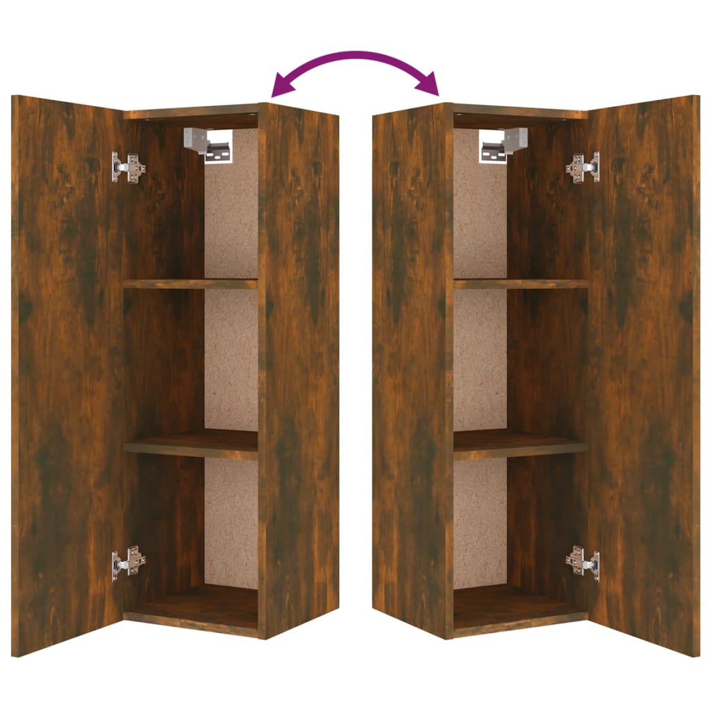 Meuble TV Effet Bois Chêne Fumé - Rangement 4 Pièces-Mon Meuble TV-Chêne noir-80 cm-4-11