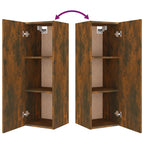 Meuble TV Effet Bois Chêne Fumé - Rangement 4 Pièces-Mon Meuble TV-Chêne noir-80 cm-4-11