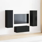 Meuble TV Effet Bois Chêne Fumé - Rangement 4 Pièces-Mon Meuble TV-Chêne noir-80 cm-4-18