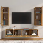 Meuble TV Effet Bois Chêne Fumé - Rangement 4 Pièces-Mon Meuble TV-Chêne noir-80 cm-4-3