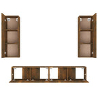 Meuble TV Effet Bois Chêne Fumé - Rangement 4 Pièces-Mon Meuble TV-Chêne noir-80 cm-4-6