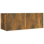 Meuble TV Effet Bois Chêne Fumé - Rangement 4 Pièces-Mon Meuble TV-Chêne noir-80 cm-4-7