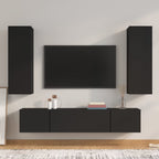 Meuble TV Effet Bois Chêne Fumé - Rangement 4 Pièces-Mon Meuble TV-Noir-80 cm-4-15