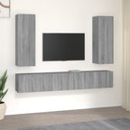 Meuble TV Effet Bois Chêne Fumé - Rangement 4 Pièces-Mon Meuble TV-Sonoma gris-60 cm-5-17