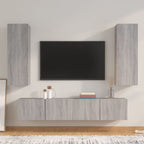 Meuble TV Effet Bois Chêne Fumé - Rangement 4 Pièces-Mon Meuble TV-Sonoma gris-80 cm-4-14