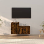 Meuble TV Effet Bois Chêne Marron - 100 cm-Mon Meuble TV-Chêne fumé-2-15