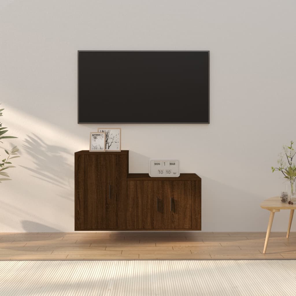Meuble TV Effet Bois Chêne Marron - 100 cm-Mon Meuble TV-Chêne marron-2-1
