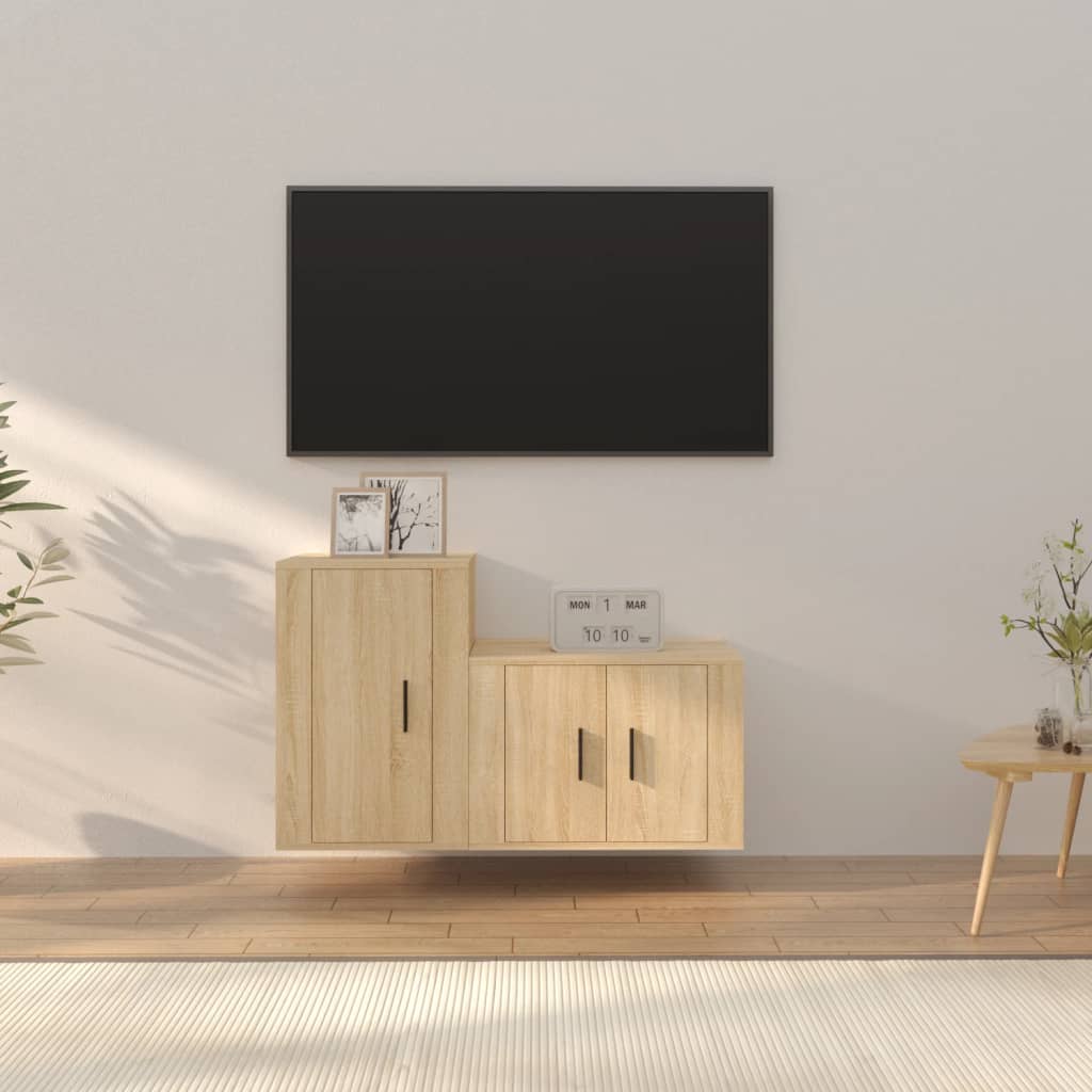 Meuble TV Effet Bois Chêne Marron - 100 cm-Mon Meuble TV-Chêne sonoma-2-16