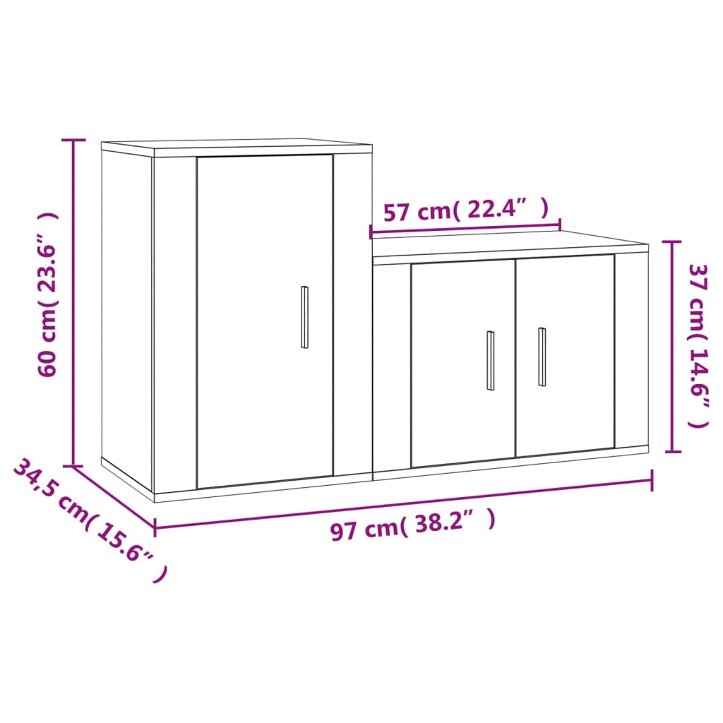 Meuble TV Effet Bois Chêne Marron - 100 cm-Mon Meuble TV-Gris béton-2-10