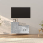 Meuble TV Effet Bois Chêne Marron - 100 cm-Mon Meuble TV-Gris béton-2-13