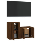 Meuble TV Effet Bois Chêne Marron - 100 cm-Mon Meuble TV-Gris béton-2-3