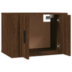 Meuble TV Effet Bois Chêne Marron - 100 cm-Mon Meuble TV-Gris béton-2-5