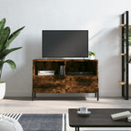Meuble TV Effet Bois Clair Gris et Métal - 80 cm-Mon Meuble TV-Chêne fumé-1-17