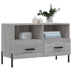 Meuble TV Effet Bois Clair Gris et Métal - 80 cm-Mon Meuble TV-Noir-1-3