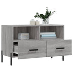 Meuble TV Effet Bois Clair Gris et Métal - 80 cm-Mon Meuble TV-Noir-1-4