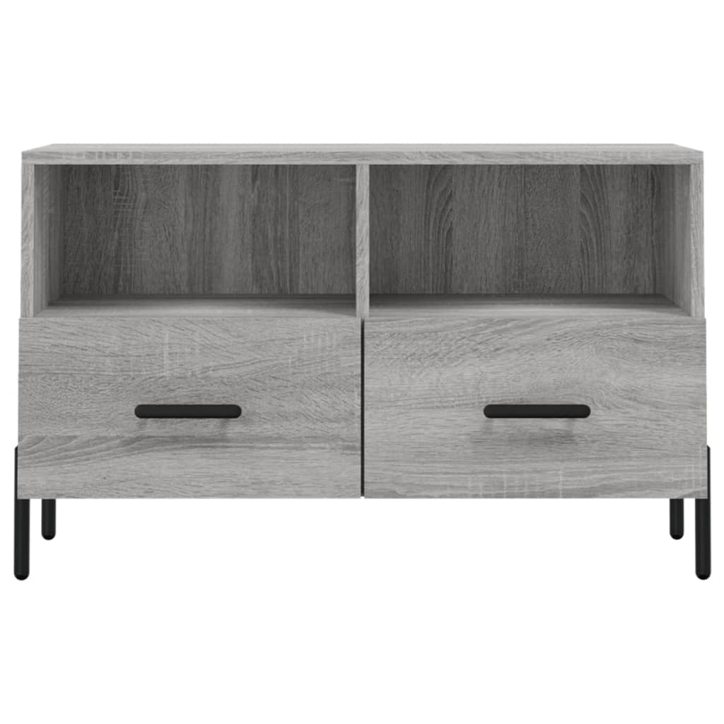 Meuble TV Effet Bois Clair Gris et Métal - 80 cm-Mon Meuble TV-Noir-1-5