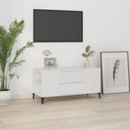 Meuble TV Effet Bois et Pied Métal Noir - 102 cm-Mon Meuble TV-Blanc-15