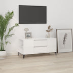 Meuble TV Effet Bois et Pied Métal Noir - 102 cm-Mon Meuble TV-Blanc brillant-16