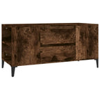 Meuble TV Effet Bois et Pied Métal Noir - 102 cm-Mon Meuble TV-Chêne fumé-1