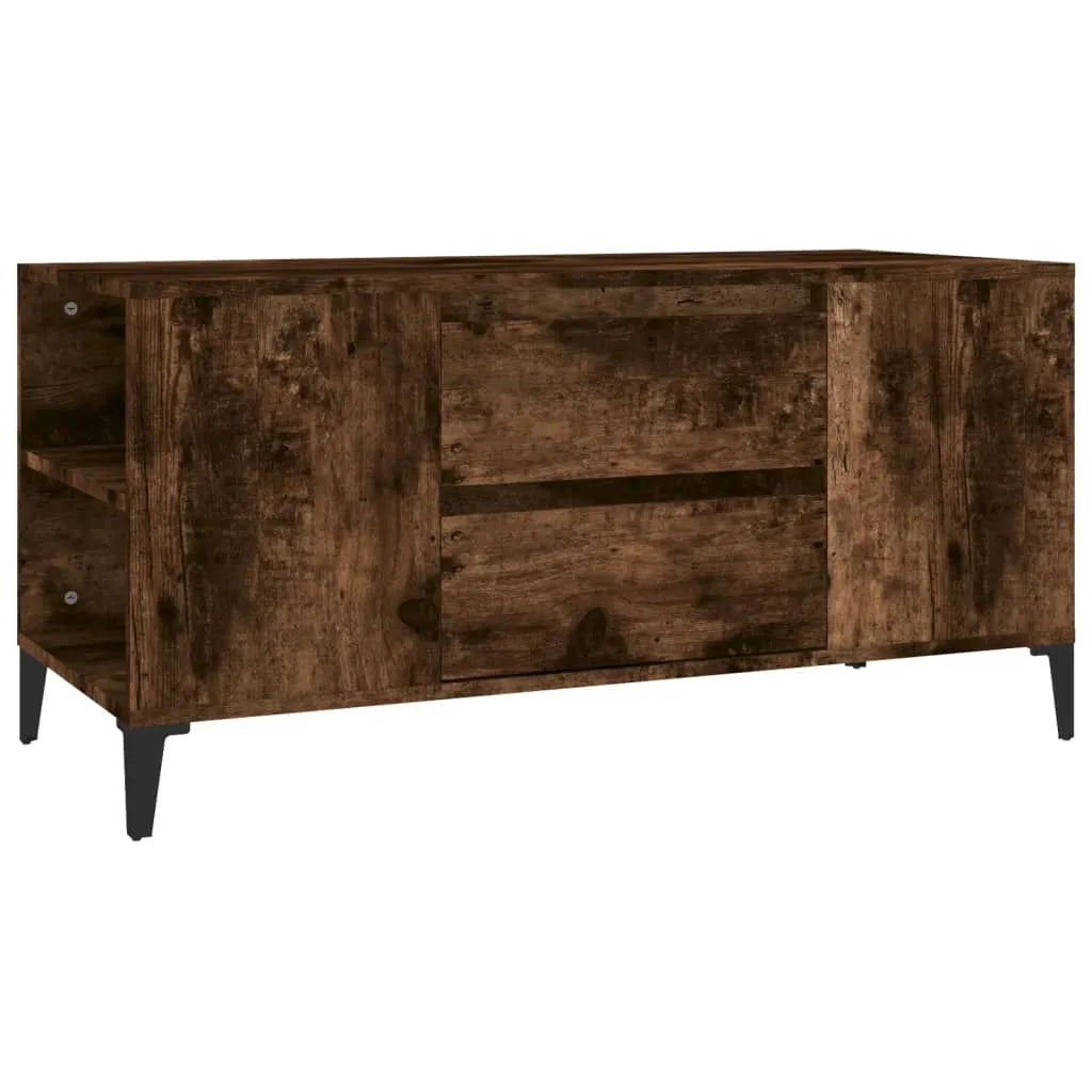 Meuble TV Effet Bois et Pied Métal Noir - 102 cm-Mon Meuble TV-Chêne fumé-1