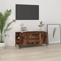 Meuble TV Effet Bois et Pied Métal Noir - 102 cm-Mon Meuble TV-Chêne fumé-2