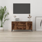 Meuble TV Effet Bois et Pied Métal Noir - 102 cm-Mon Meuble TV-Chêne fumé-3