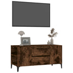 Meuble TV Effet Bois et Pied Métal Noir - 102 cm-Mon Meuble TV-Chêne fumé-4